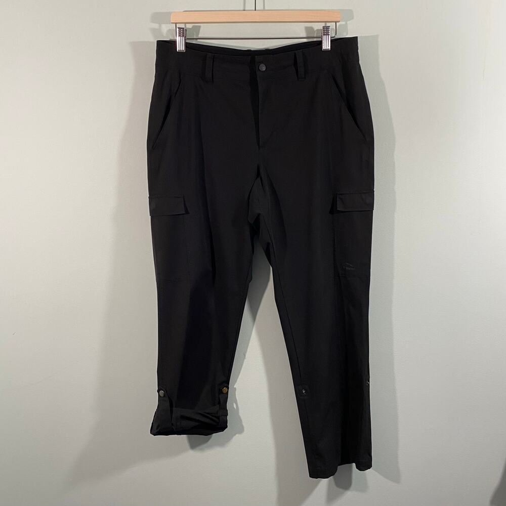 LL Bean Black Mountainside Rolled Tab Cargo Straight Leg Hiking Pants Sz 14